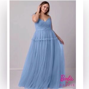 Azazie Sky Blue Tulle Dress